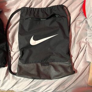Nike Black and White Drawstring Backpack